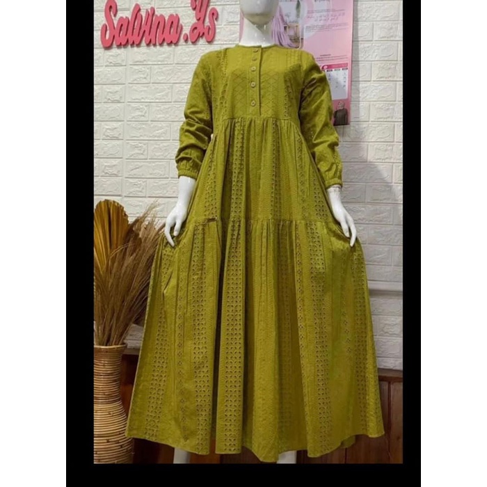 Salvina.ys/Gamis Cotton Bordir/Gamis Salvina.ys Terbaru full Cotton Bordir