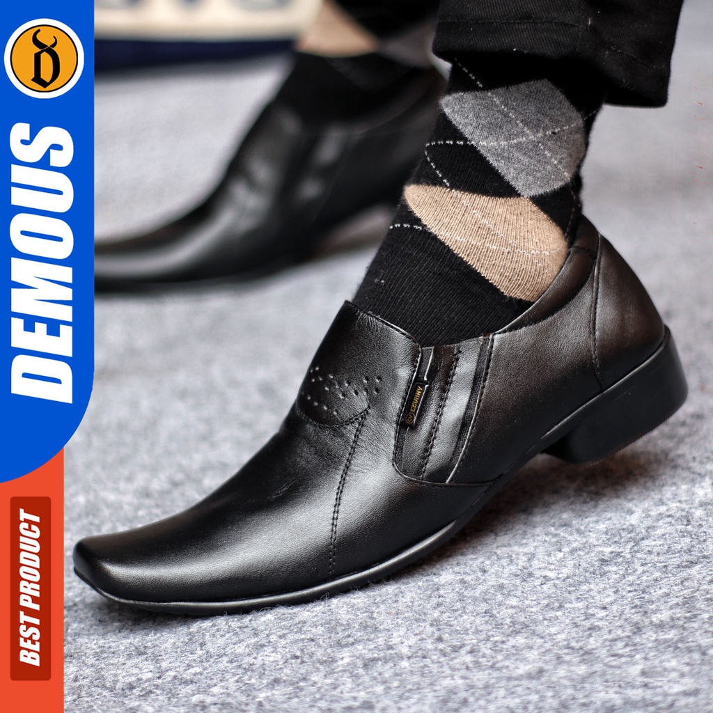 DEMOUS VEIL - Sepatu Pantofel Kerja Kulit Asli Hitam Pria