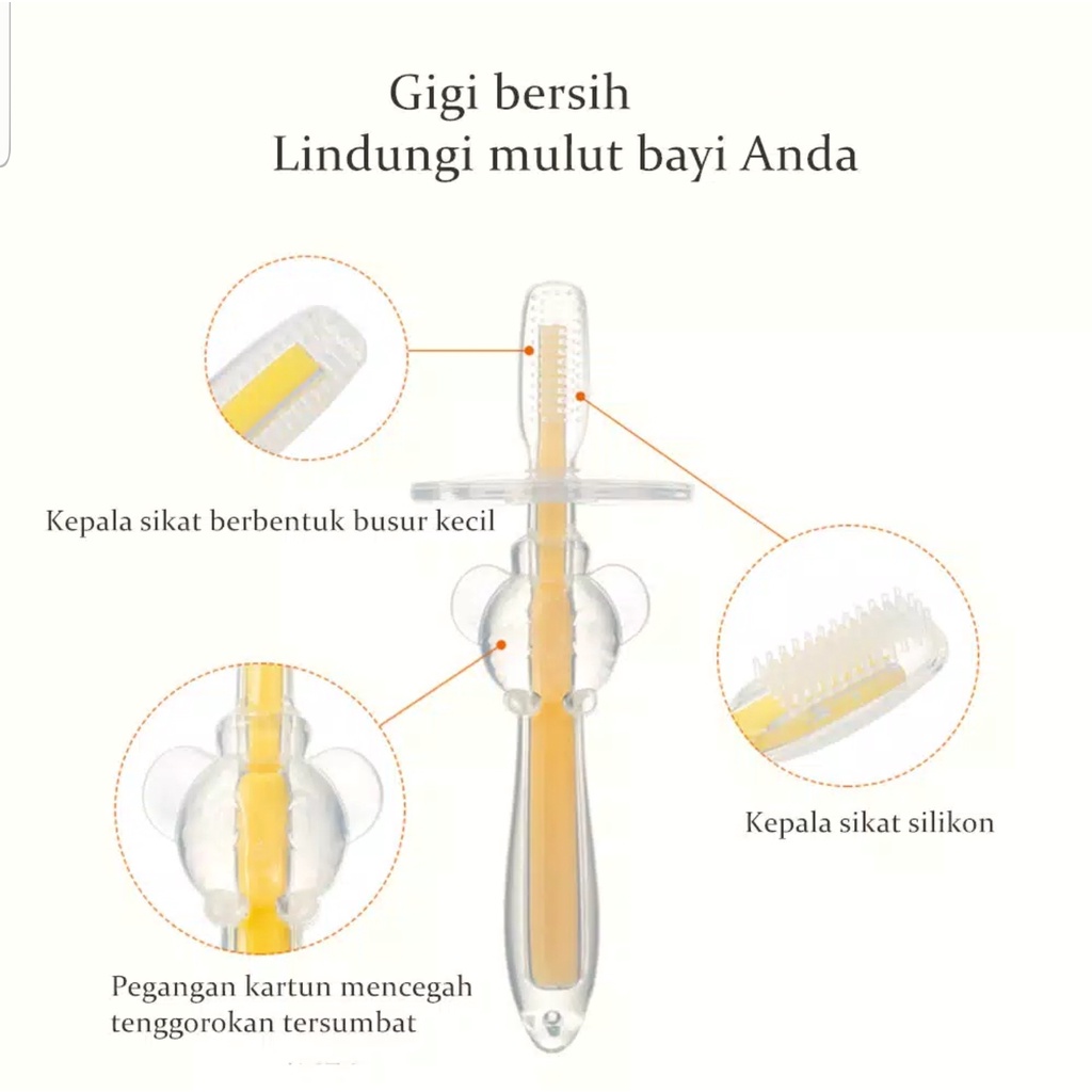 SIKAT GIGI BAYI SILIKON / BABY TOOTH BRUSH / PEMBERSIH MULUT BAYI / SIKAT GUSI BAYI / SILICONE TEETHER TOOTHBRUSH (IP)