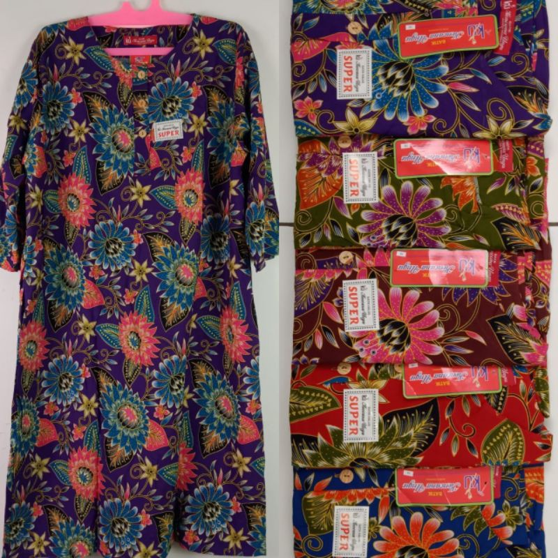 Daster Kencana Ungu Lengan 3/4 Lebel Merah