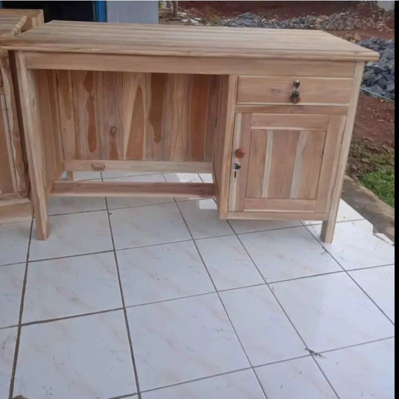 Meja kerja kantor kayu jati asli murah modern meja belajar kayu jati asli