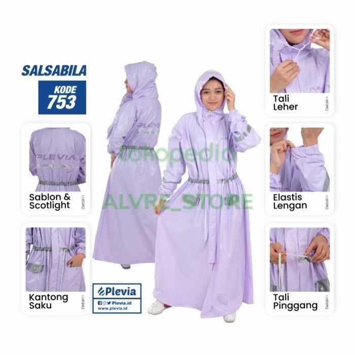 Jas Hujan Jumbo Wanita Dewasa Model Gamis Muslimah Syari - Poncho Rok Terusan Wanita Hijabers