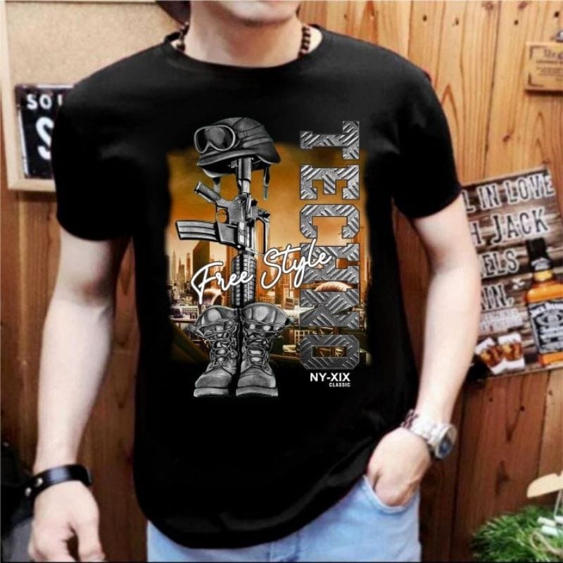 Kaos Distro Pria bahan combed / Motif Gambar keren terbaru / shalch trendy