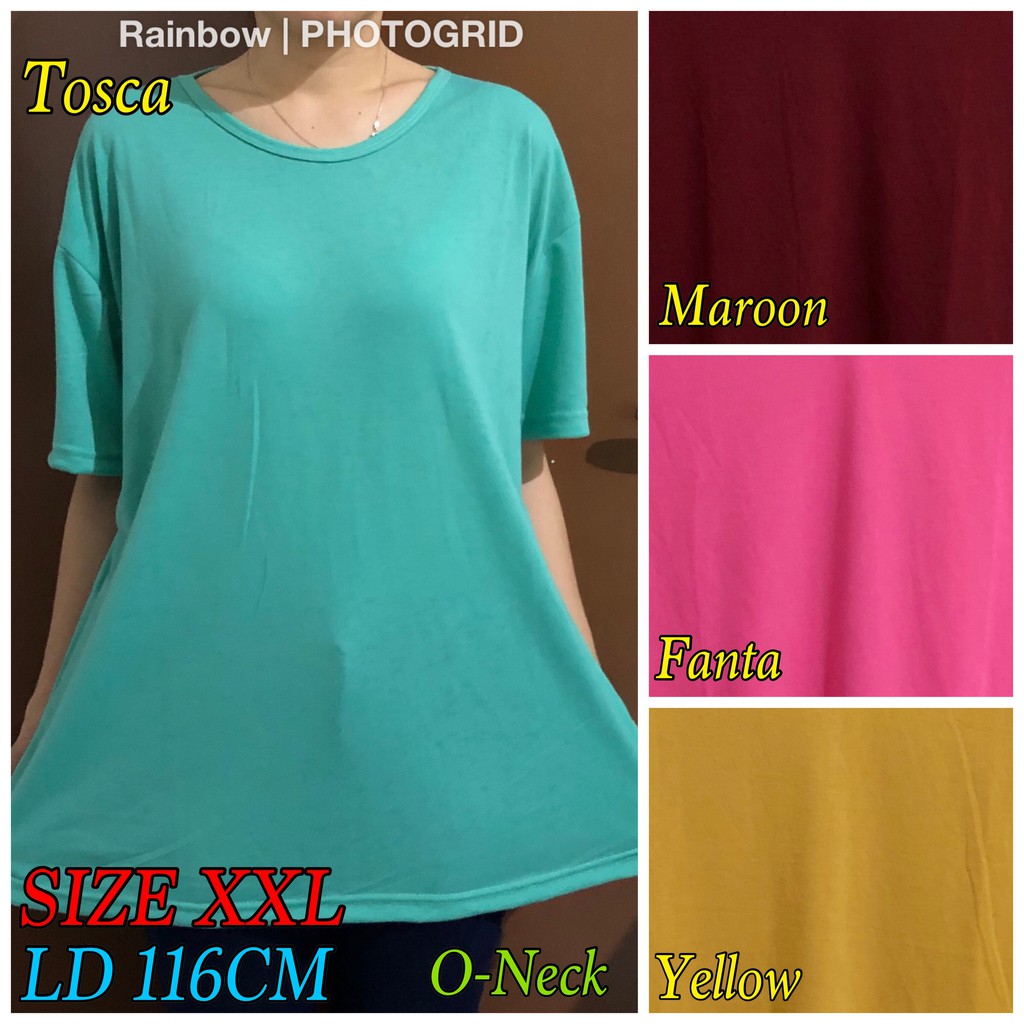 O-NECK JUMBO XXL PENDEK / Kaos Polos Basic Oblong PENDEK /  t-shirt / Atasan Pakaian Wanita Murah