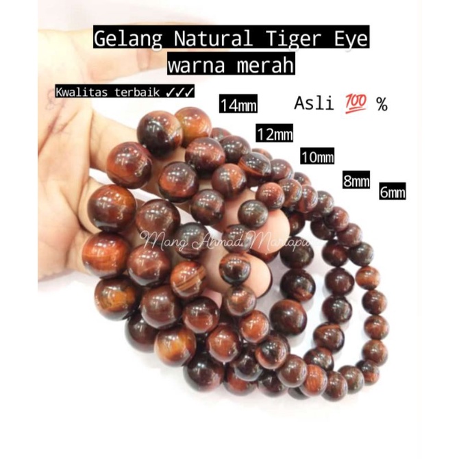 Jaminan Asli  Gelang Biduri Sepah Merah Batu Alam tyger eye Asli 100% Tiger eye Red Termurah - Origi