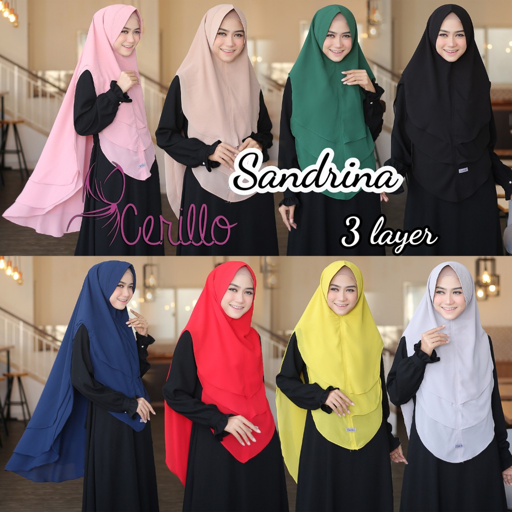 KHIMAR SYARI  SANDRINA 3 LAYER ORIGINAL CERILLO