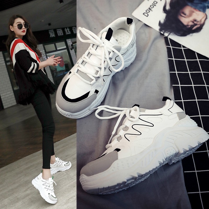 sepatu kets peningkat tinggi platform wanita