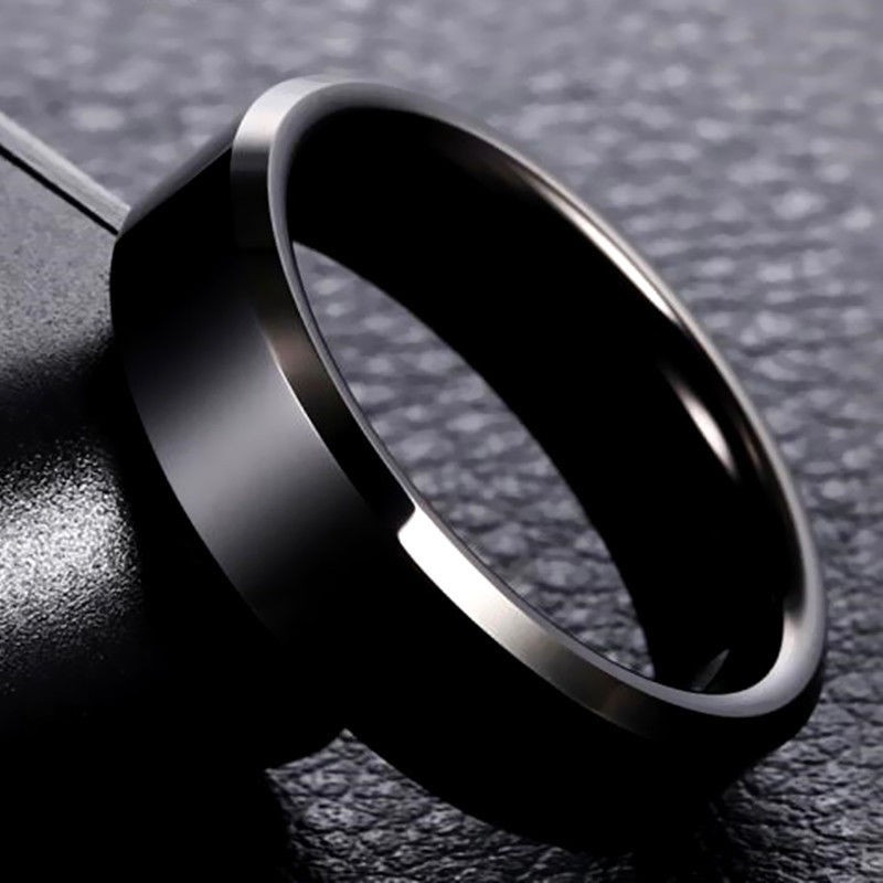 Cincin Pria Wanita Cincin Titanium Black Silver Gold Cincin Unisex Cincin Polos Simple JCP-013