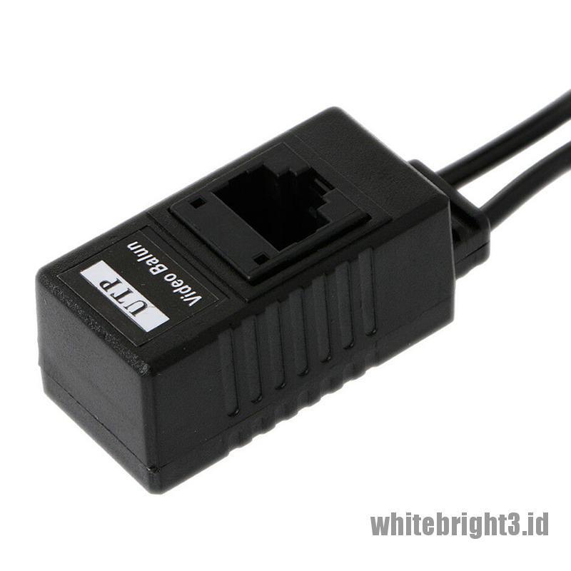 &lt; White3 &gt; 1 Pasang Kabel Power BNC Ke RJ45 Pasif Video + Audio Balun Transceiver Untuk CCTV