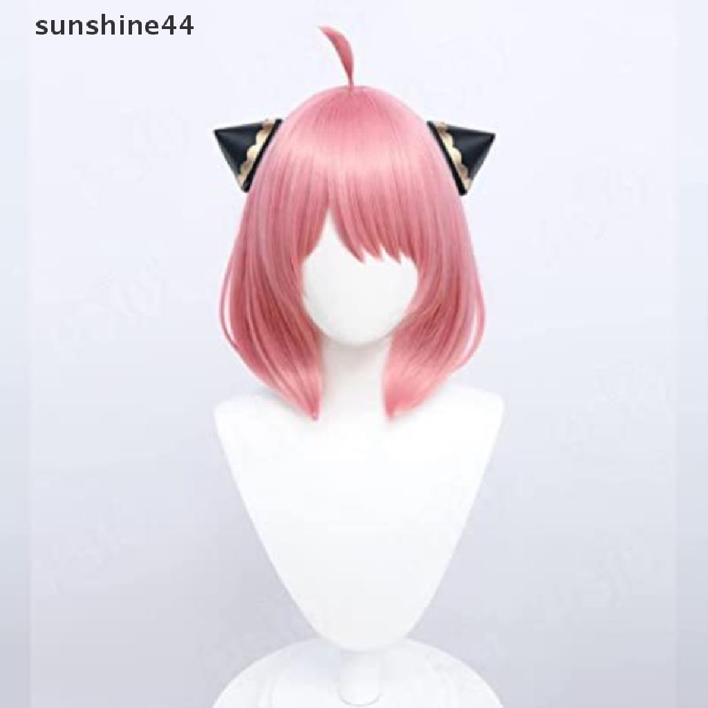 Sunshine Anya Forger Wig / Rambut Palsu Pendek Warna Pink Untuk Cosplay Anime