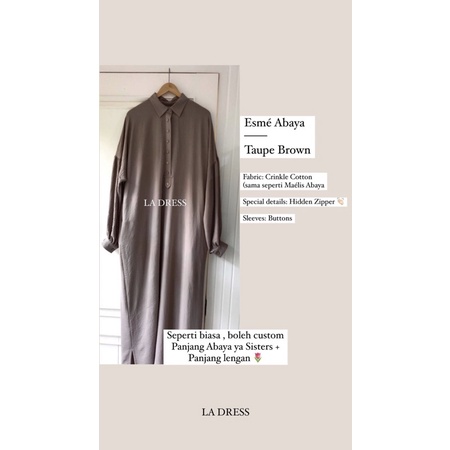 Preloved Esme Abaya Taupe Brown size 1 || Ladress.co || ladress co