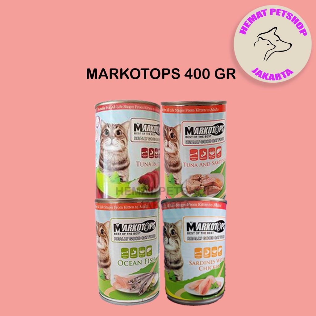 makanan kucing kaleng markotops wet food kitten & adult 400gr