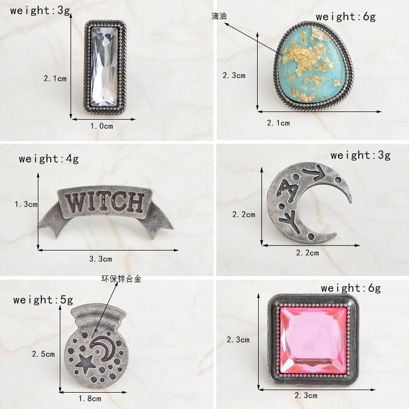 Western Witch Crystal Ball Moon Enamel Pin Buckle Badge Retro Alloy Creative Brooch