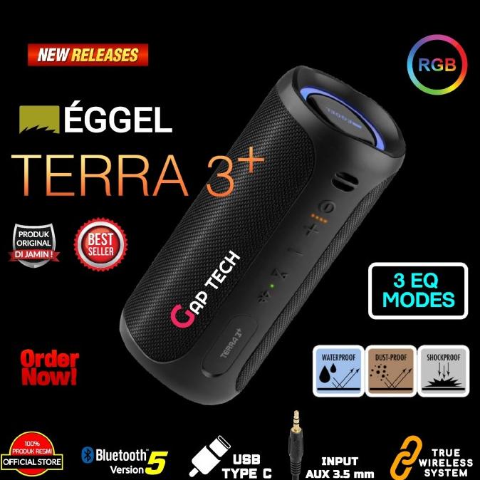 Eggel Terra 3+ / Terra 3 Plus Waterproof Bluetooth Speaker Original Termurah