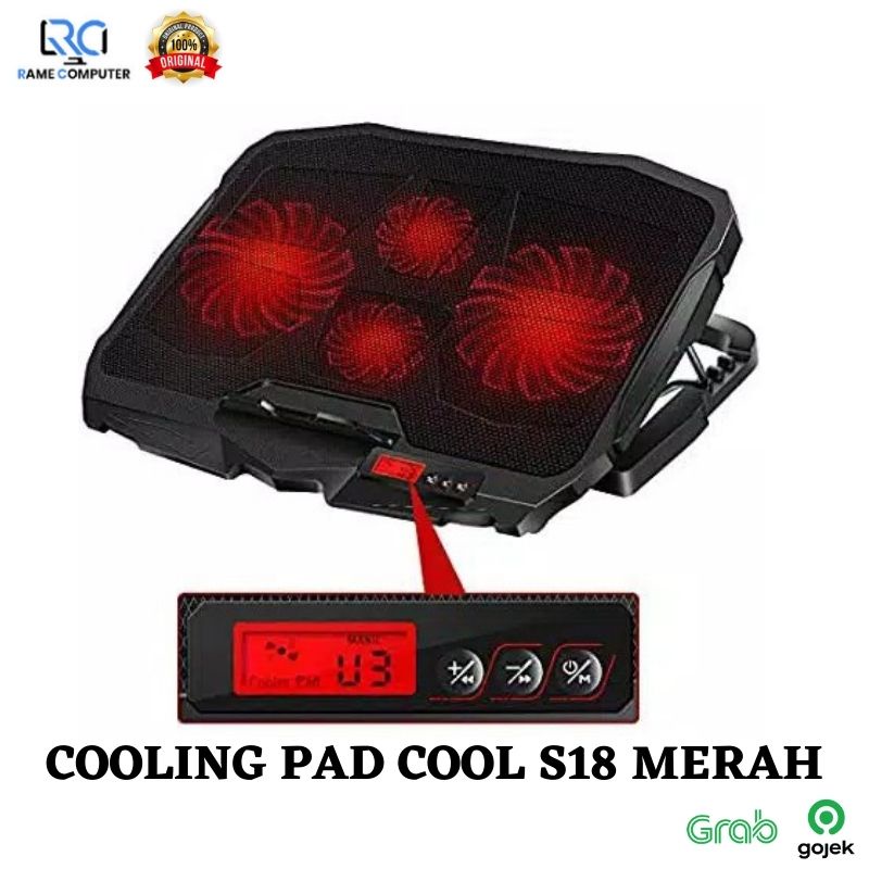 Cooler Cooling Pad Laptop 4 Fan Super Kencang S18 COOL PAD KIPAS Pendingin Laptop led Merah