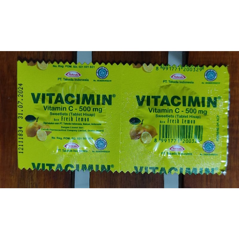 Vitacimin 500 MG 1 Strip 2 Tablet Isap / Daya Tahan Tubuh