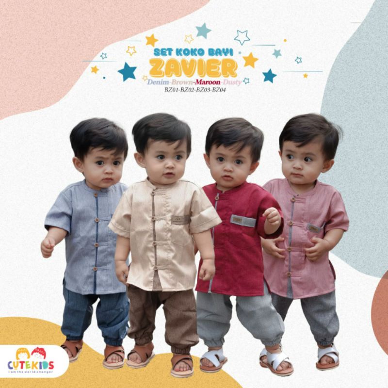 FREE PECI SET KOKO ZAVIER BY CUTEKIDS/ BAJU KOKO BAYI/ SETELAN KOKO BAYI/ BAJU KOKO BAYI LUCU