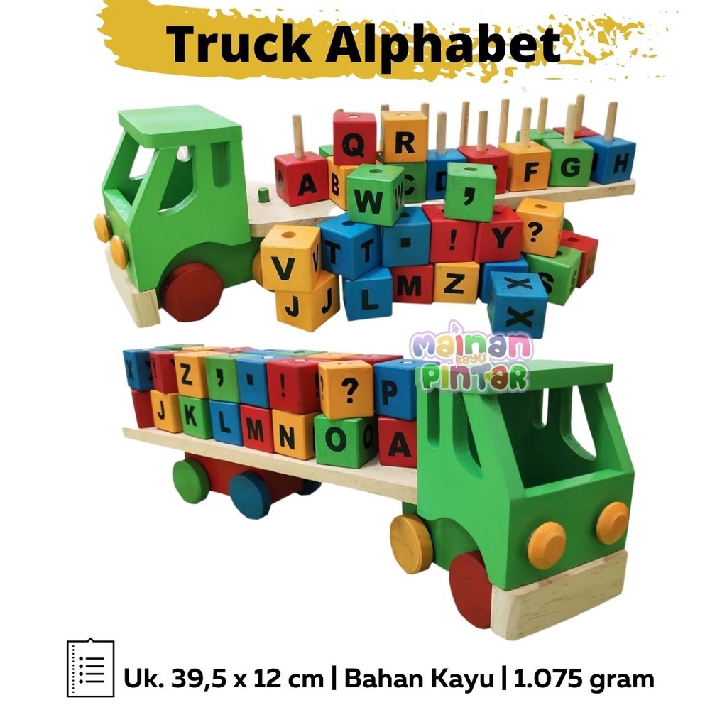 Mainan Edukasi Anak Truck Alphabet / Truck Hijaiyah / Truck Angka / Balok Accesories / Kotak Klasifikasi Bisa COD