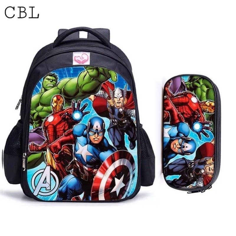 TAS RANGSEL SEKOLAH ANAK SD TK PAUD LAKI LAKI KARAKTER EVENGER MARVEL KAPTEN AMERIKA HULK