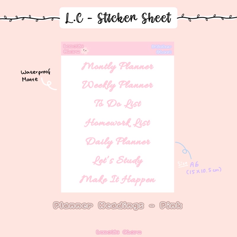 

[L.C] Planner Headings and Subheadings Matte Sticker Sheet by jace_ang