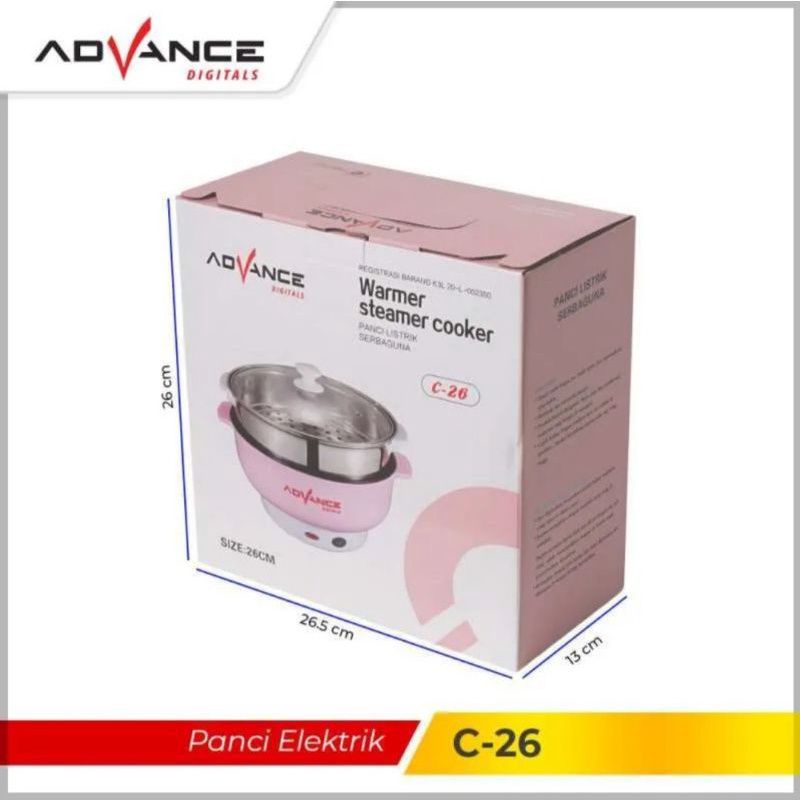 Panci Listrik Advance C-26 (26cm) Panci Kukus Listrik Panci Serbaguna Panci Anak Kos Panci Elektrik