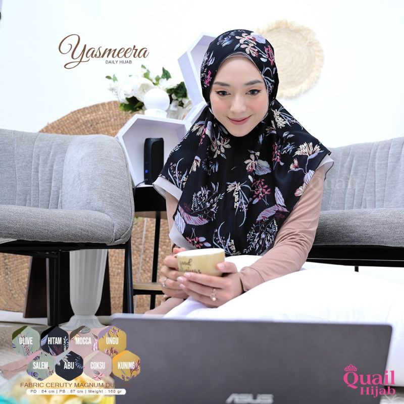 YASMEERA ORIGINAL QUAIL HIJAB | JILBAB TALI QUAIL | JILBAB MOTIF QUAIL | JILBAB DAILY QUAIL