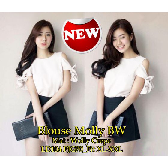 [Blouse Molly varian warna  SW] blouse wanita wolly crepe PUTIH/MERAH/NAVY/MARON/TOSCA/SALEM