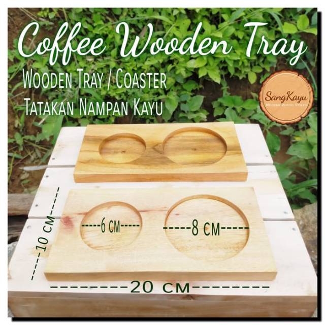 Cup Wooden tray coaster coffee tray nampan kayu nampan saji kopi