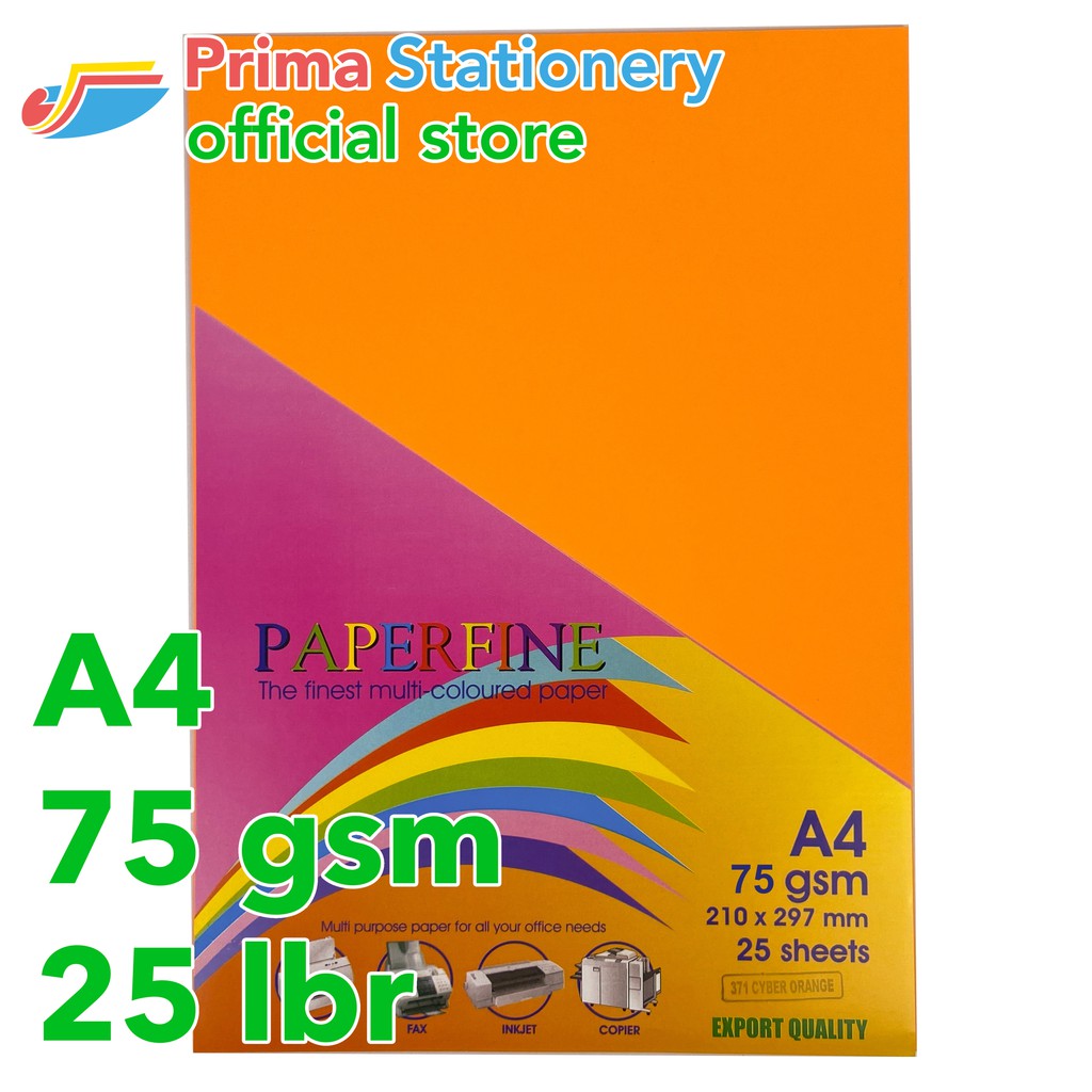 

Paperfine Kertas HVS Warna A4 Cyber Orange Sinar Spectra IT 371 Isi 25 Lembar