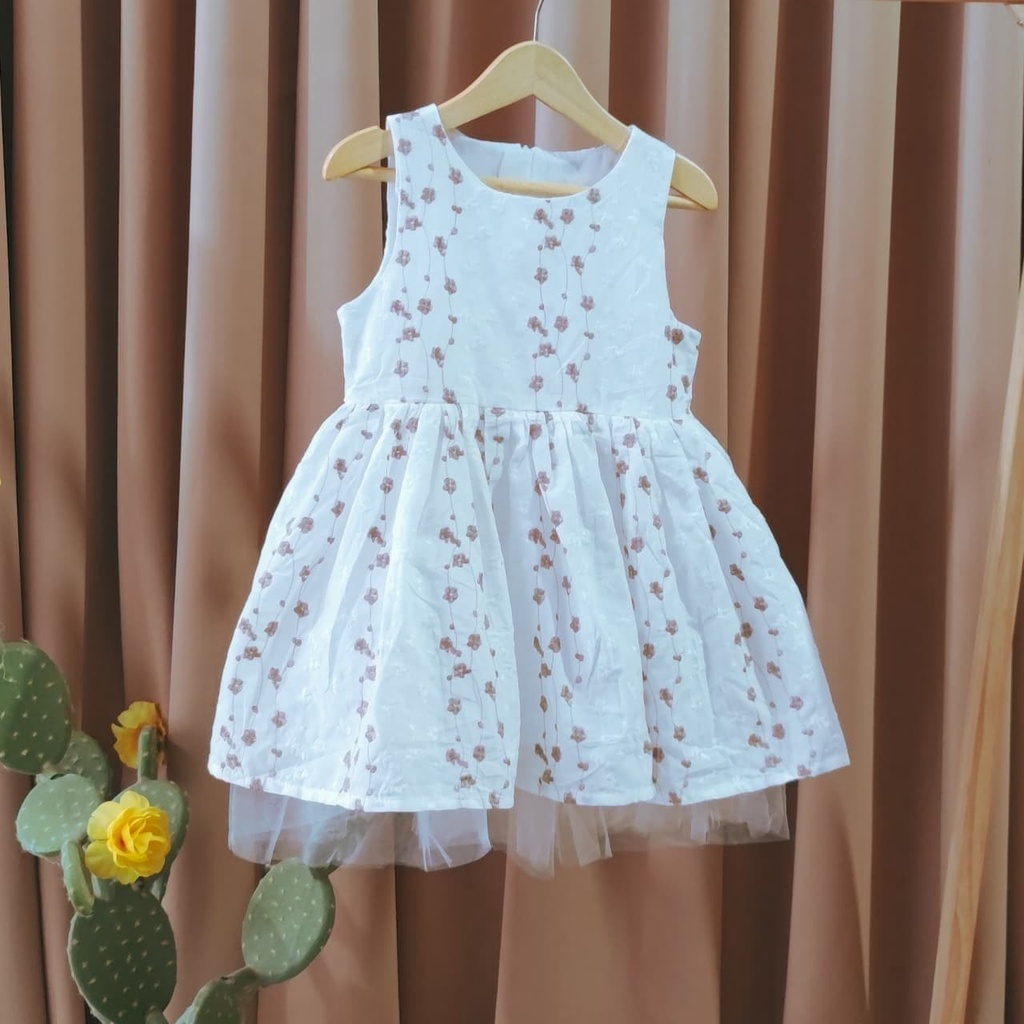 Promo !! Dress anak perempuan import/ Dress kingkids / Dress flower vertikal pretty ukuran 6 bulan - 18 bulan