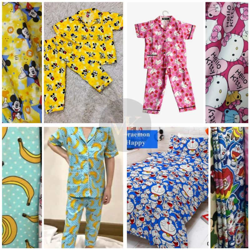 Kain Katun Mikrotex Motif Anak Bunga Kotak Lebar 240cm