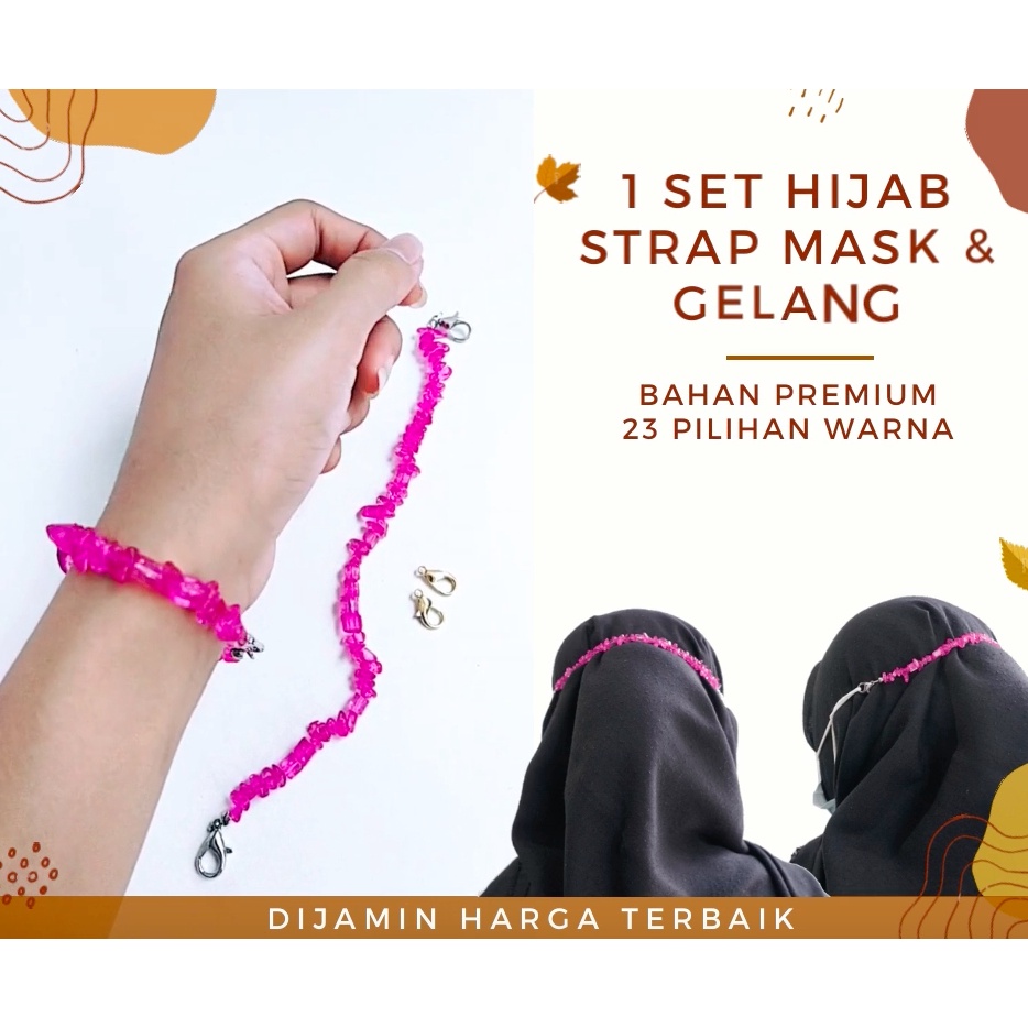 PROMO SET konektor masker hijab dan gelang kerikil strap mask murah