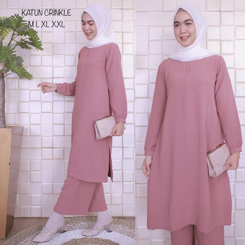 Gamis Long set busui katun crinkle vol. 3 By: kamari