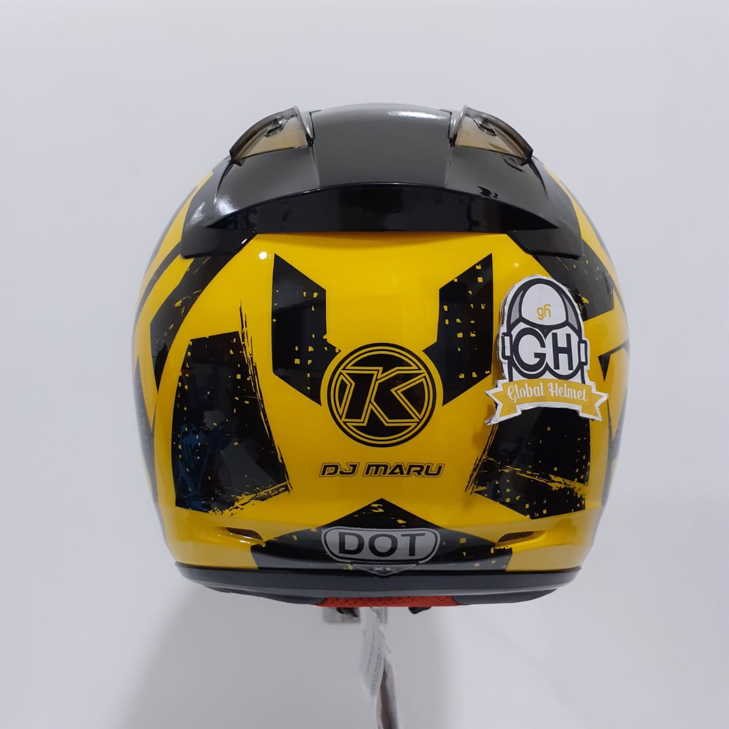 HELM HALF FACE KYT DJ MARU KYT DJMARU MOTIF #16 CRIMSON YELLOW BLACK