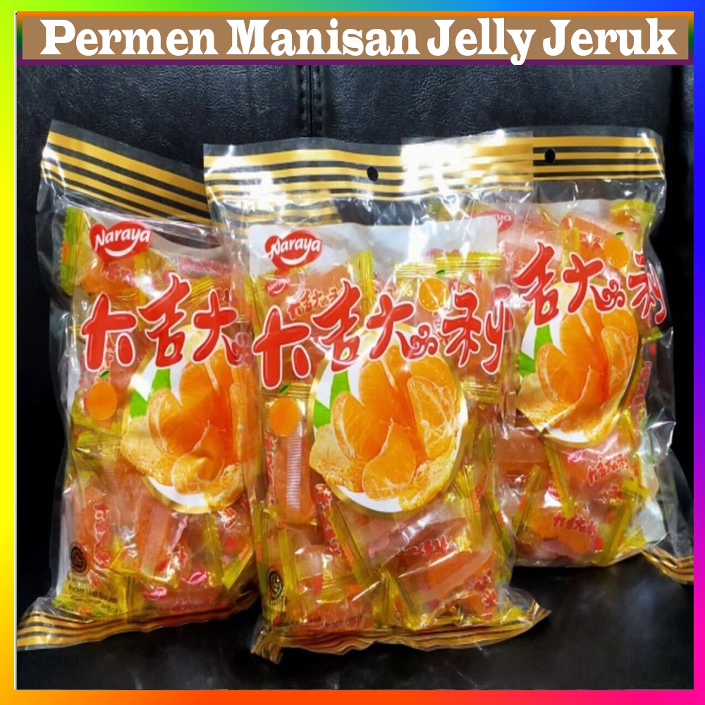 Permen Manisan Jelly Jeruk / Jelly Hongmao Manisan / Permen Jeli Rasa Jeruk (Mandarin Orange Jelly Candy) Halal Permen Lunak Rasa Jeruk 500gr Manisan Orange Jelly Can