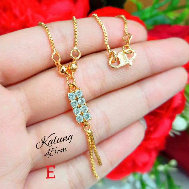 Kalung permata varian motif gold perhiasan emas wanita Korea anti karat