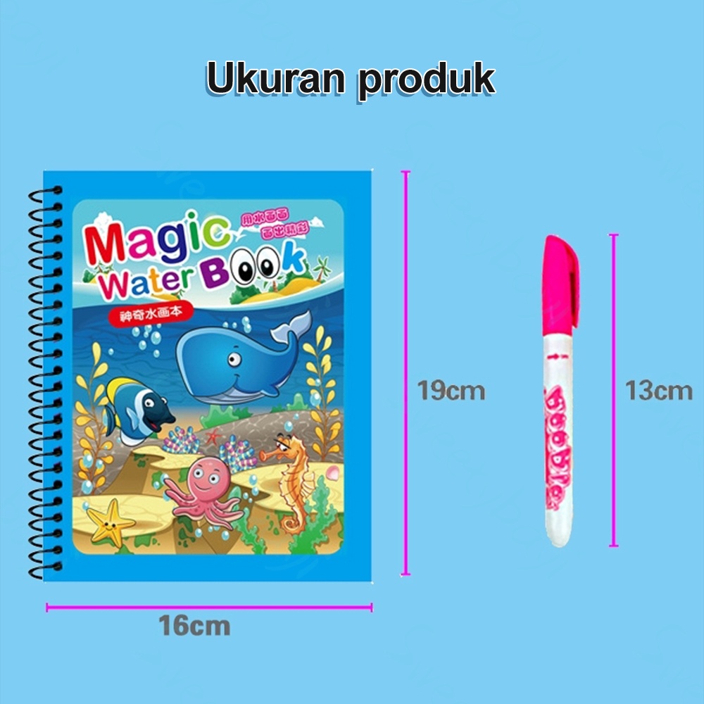 SweetyBayi Magic water drawing painting book mainan edukasi Buku gambar mewarnai anak Souvenir ultah ulang tahun anak Stationery alat tulis sekolah