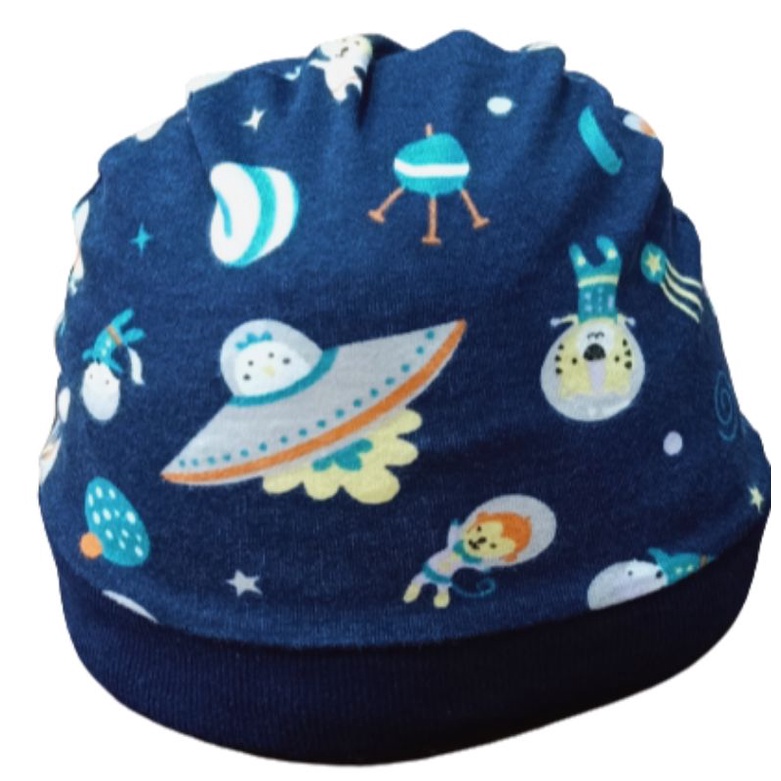 Topi Bayi Kupluk kaos motif / Topi Kupluk Bayi Rajut Laki Laki