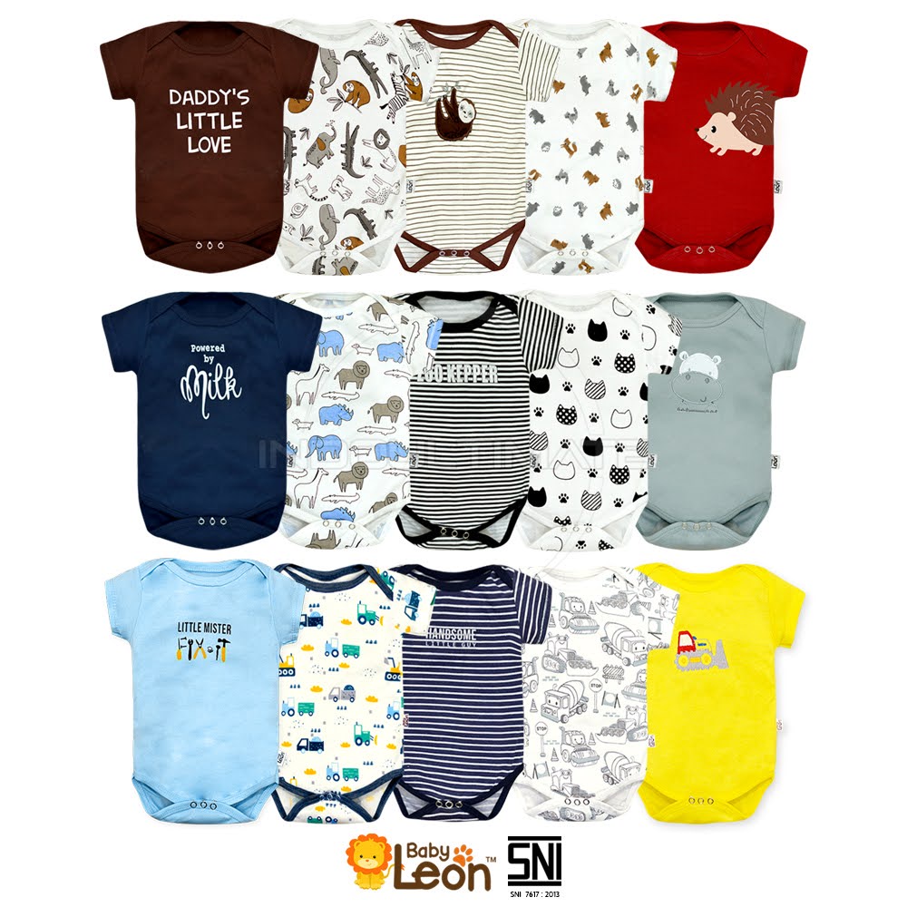 jumper bayi 5pcs SNI BABY LEON Baju kaos bayi Jumpsuit newborn anak bayi laki laki perempuan kodok