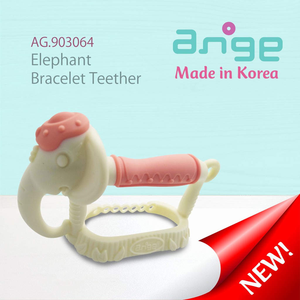 Ange 3D &amp; Bracelet Teether Elephant &amp; Giraffe 3m+ /gigitan bayi lembut