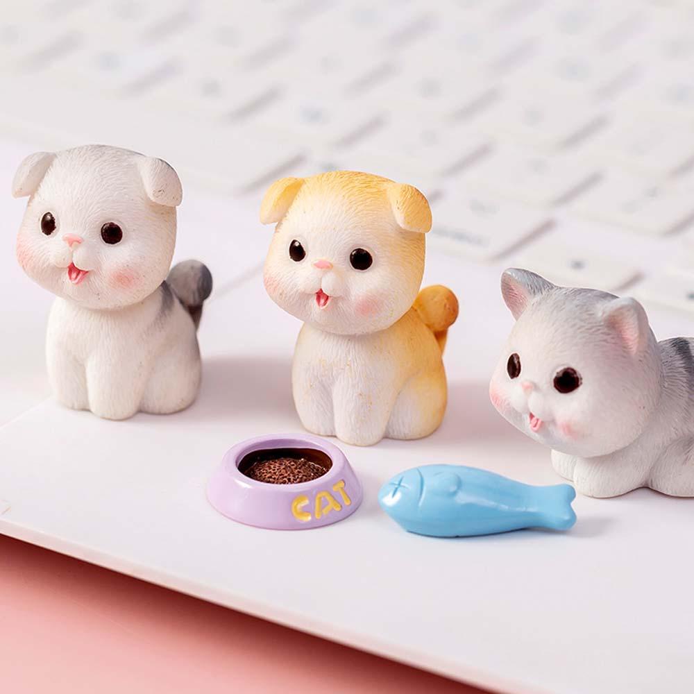 [Elegan] Miniatur Lucu Nakal Mikro Lanskap DIY Resin Craft Kitten Ornamen