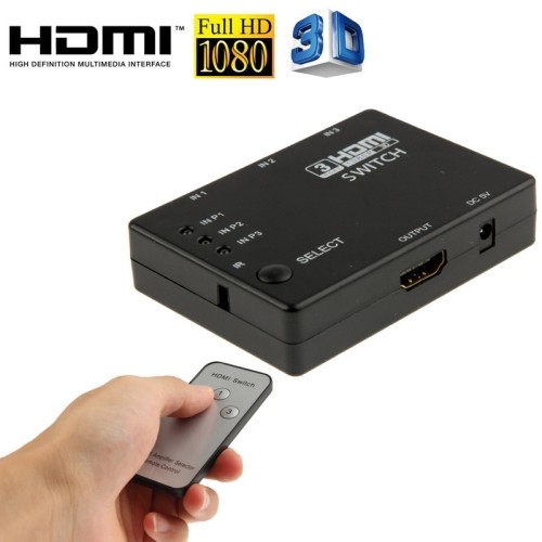 Full HD 1080P 3D HDMI 3X1 Switch with IR Remote Control