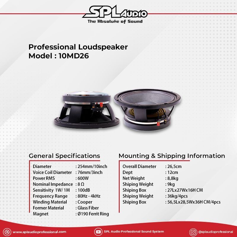 SPEAKER SPL AUDIO 10MD26