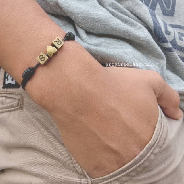 [PROMO] Gelang Waterproof Cube Initial Custom INISIAL NAMA HANDMADE [Kode Model : G141]