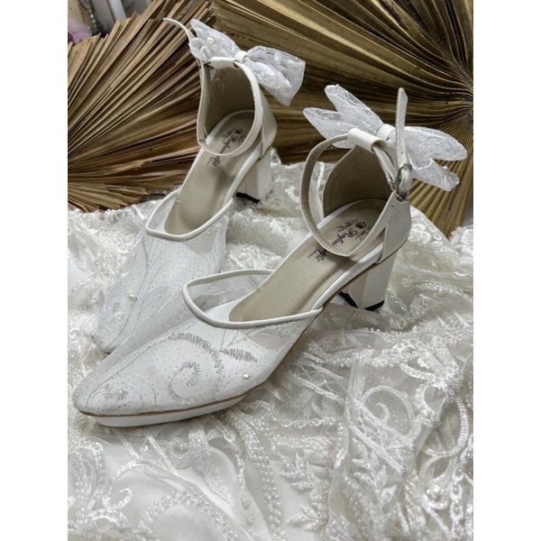 Rafaizoutfit sepatu valia putih pita sepatu cantik sepatu wedding shoes sepatu pesta 7cm tahu