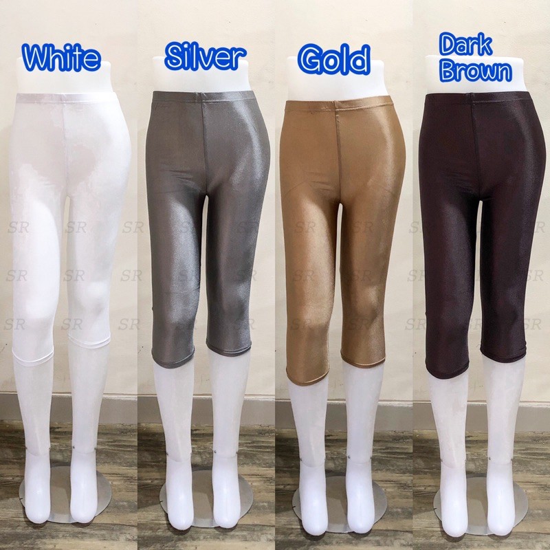 Legging Kilat Polos Licin Pendek 7/8 Import Wanita Ringan Melar