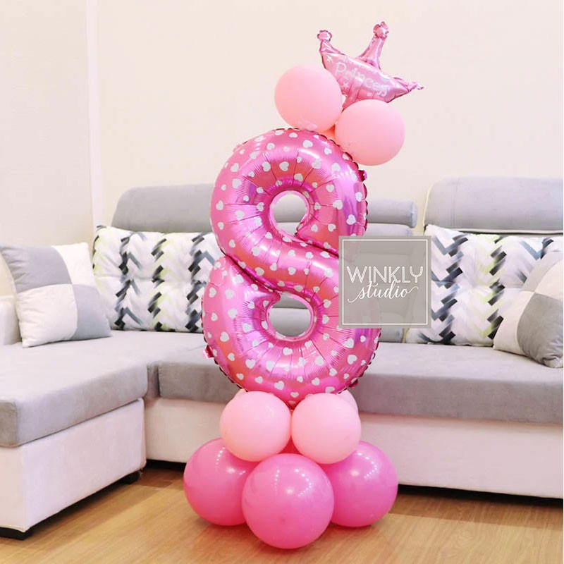 Balon Angka 100cm Warna Pink