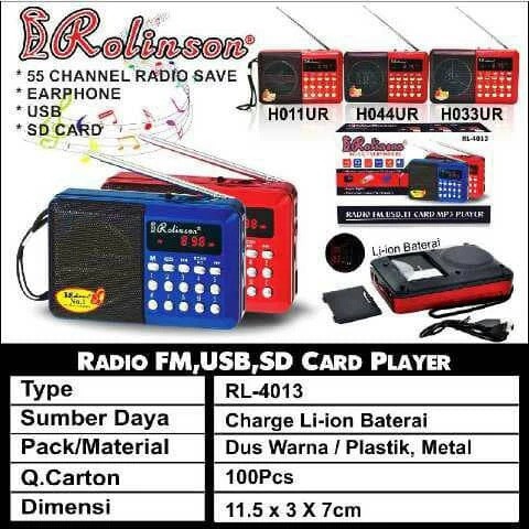 Speaker Radio FM Portable Murottal Mini Rolinson RL 4013 / JOC H-1011 BT