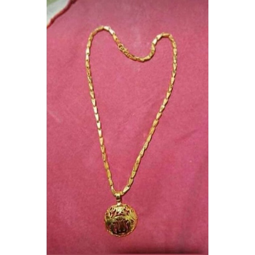 kalung padi 1 suku dan liontin bulat Allah lapis emas24k