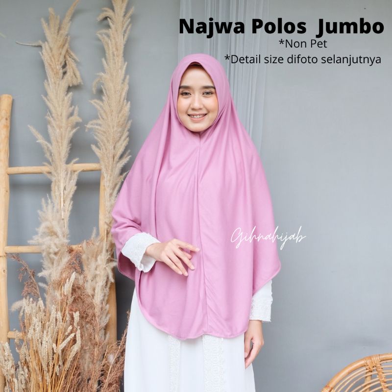 Hijab Instant Bergo Kaos Najwa Polos Jumbo non pet
